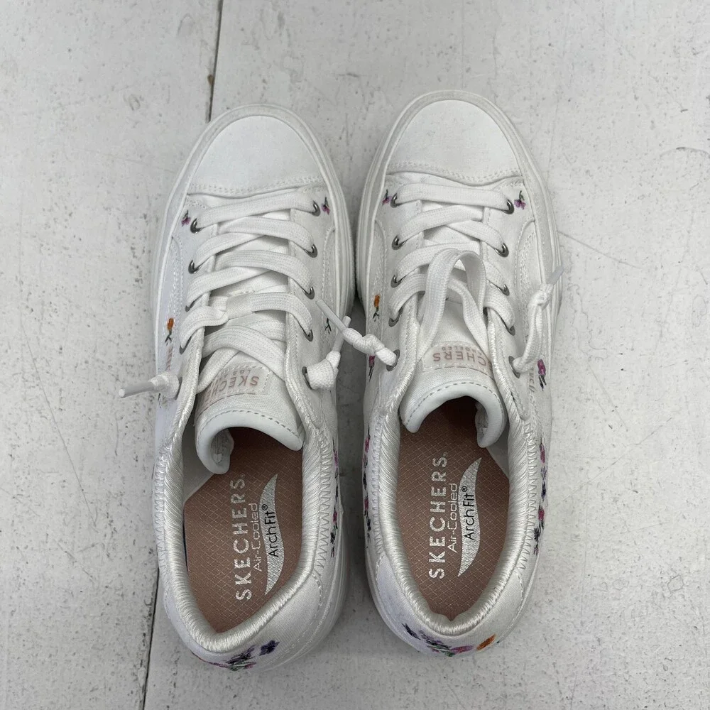 Skechers Air-Cooled Arch Fit Shoes Womens Size 7 White Floral Sneakers Walking - Picture 5 of 10
